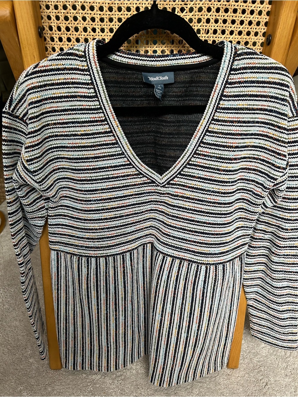 ModCloth Black Knit Top with Multicolor Speckle Detail